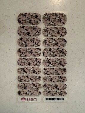 Jamberry Pink Floral Nail Wraps with White Blossoms